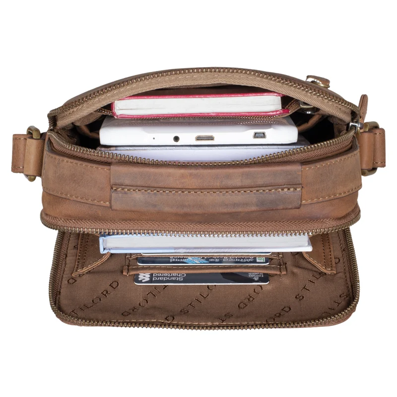 "Bastian" Schultertasche Herren Leder Vintage