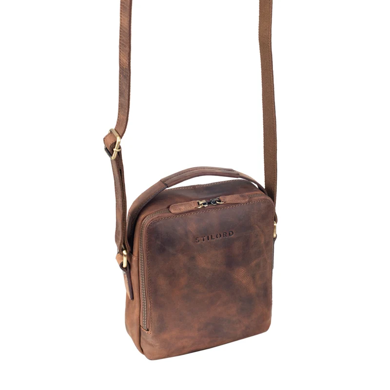 "Bastian" Schultertasche Herren Leder Vintage