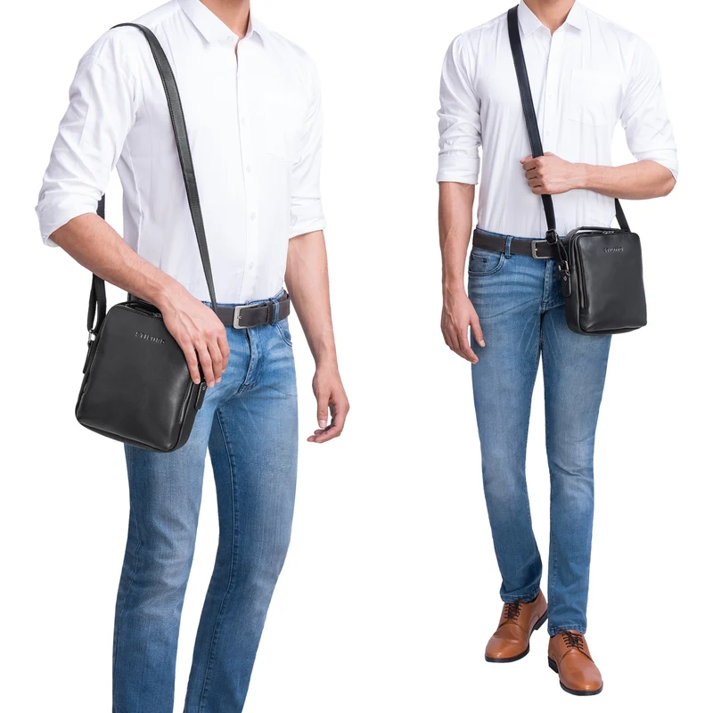 "Bastian" Schultertasche Herren Leder Vintage
