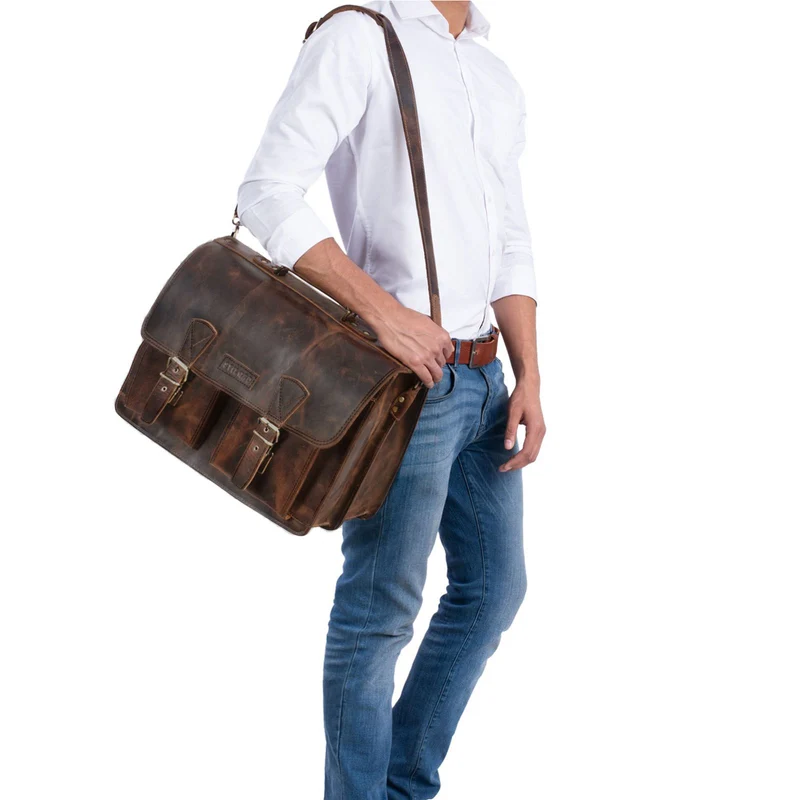B-WARE "Jeffrey" Lehrertasche Aktentasche Leder