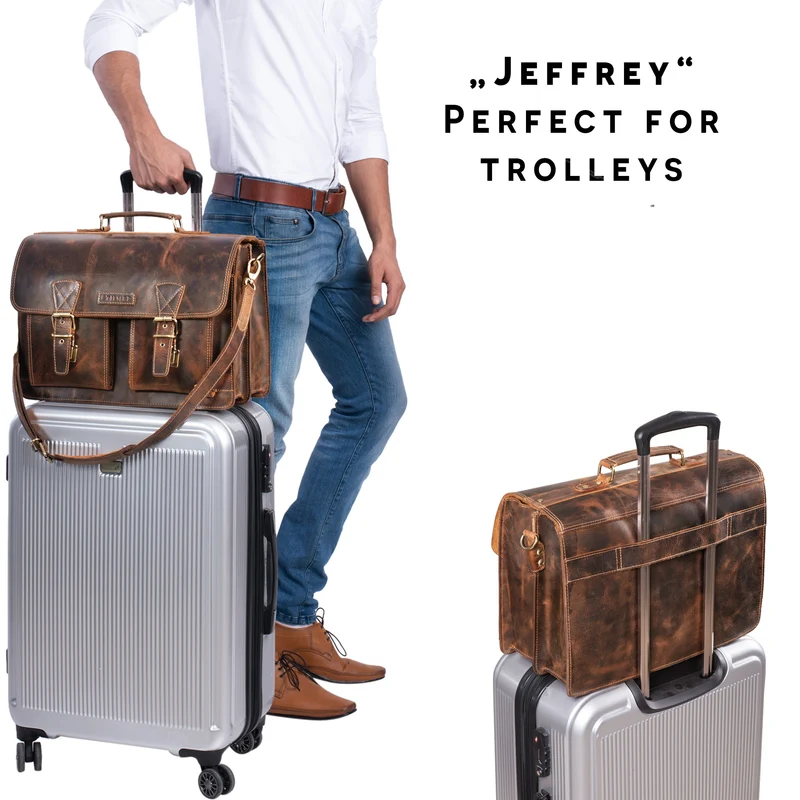 B-WARE "Jeffrey" Lehrertasche Aktentasche Leder
