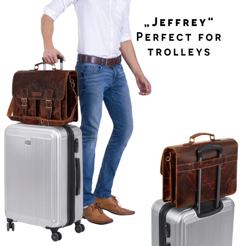 B-WARE "Jeffrey" Lehrertasche Aktentasche Leder
