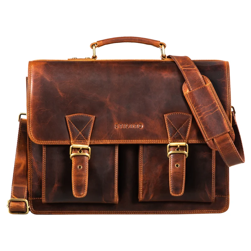 B-WARE "Jeffrey" Lehrertasche Aktentasche Leder