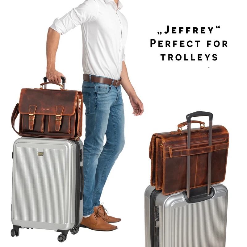B-WARE "Jeffrey" Lehrertasche Aktentasche Leder