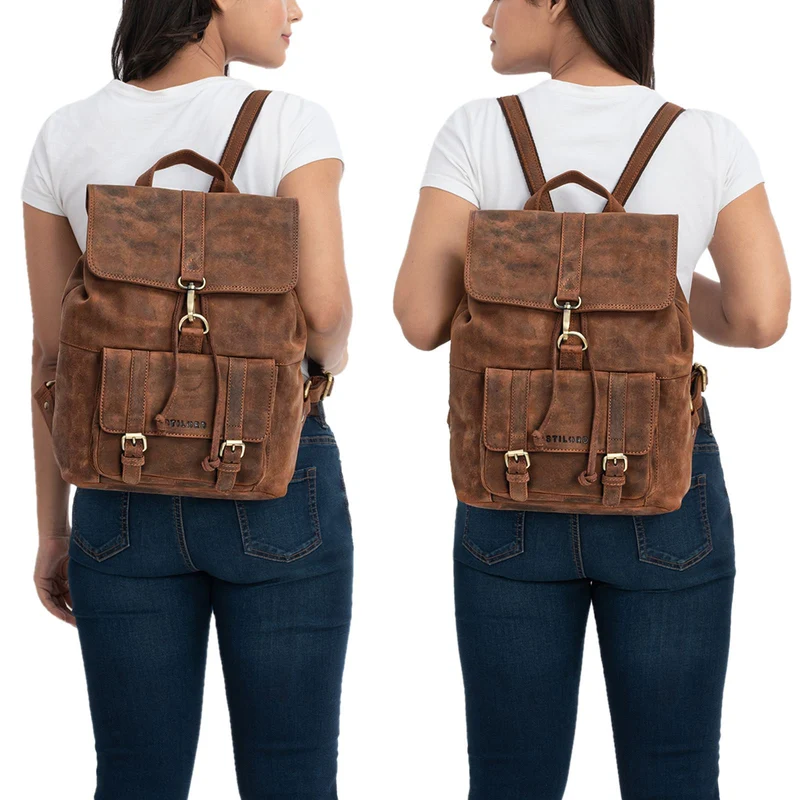 "Kacey" Daypack Damen Leder 13.3 Zoll Lederrucksack Unirucksack