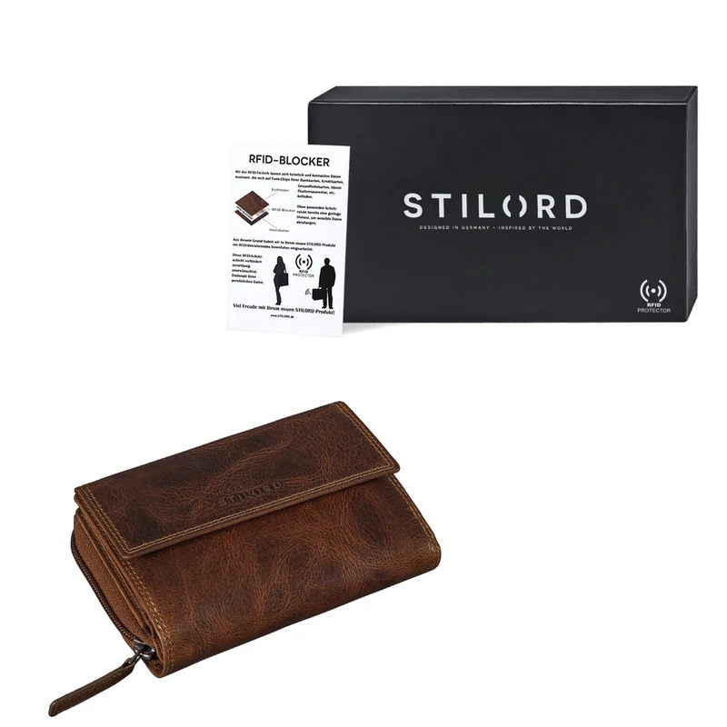 "Thea" Damen Geldbeutel Leder RFID mit Geschenkbox