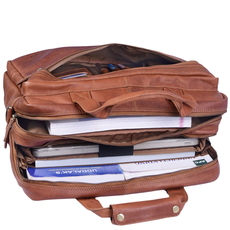 B-WARE "Adventure" Lehrertasche Leder groß