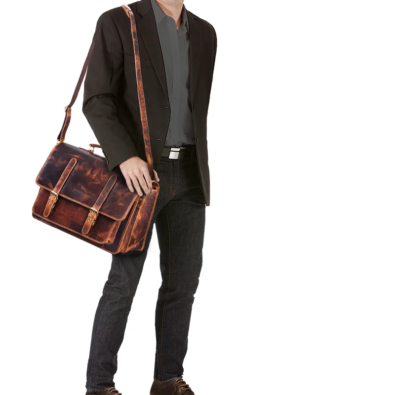 B-WARE "Andro" Lehrer Aktentasche Leder Vintage
