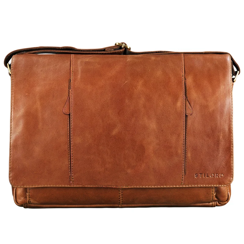 B-WARE "Erik" Vintage Schultertasche Leder 15,6 Zoll