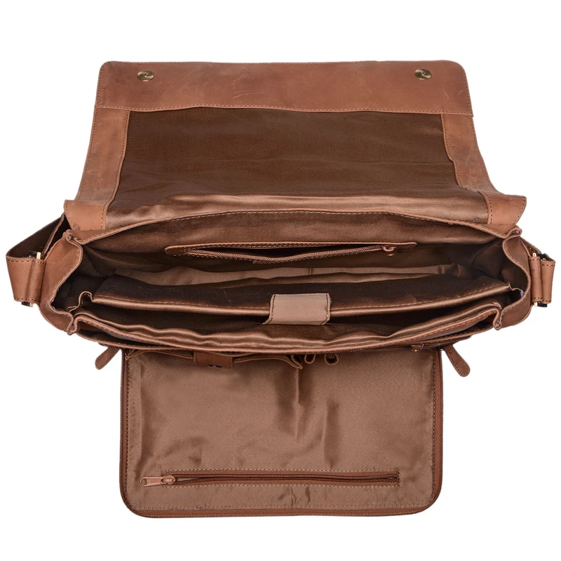 B-WARE "Erik" Vintage Schultertasche Leder 15,6 Zoll
