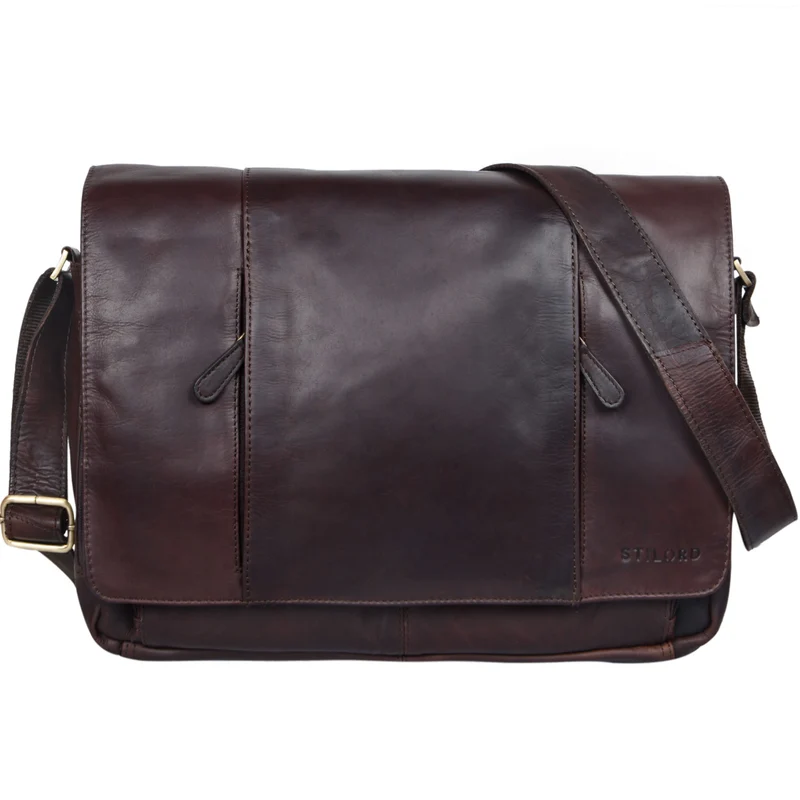 B-WARE "Erik" Vintage Schultertasche Leder 15,6 Zoll