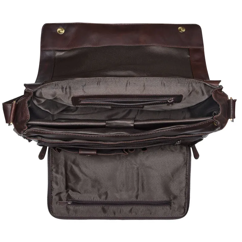 B-WARE "Erik" Vintage Schultertasche Leder 15,6 Zoll
