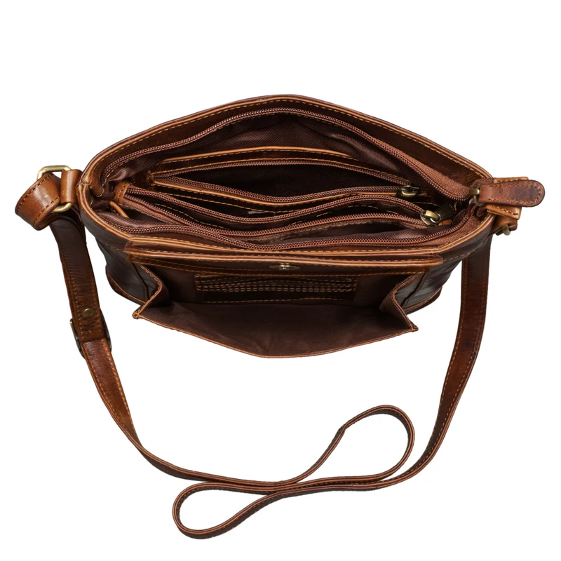 "Paula" Lederumhängetasche Damen Vintage