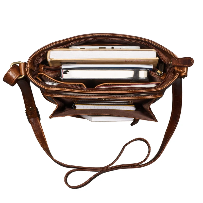 "Paula" Lederumhängetasche Damen Vintage