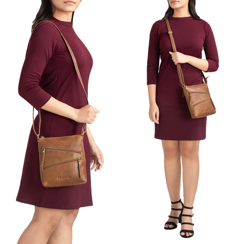 "Alina" Schultertasche Damen Leder Vintage