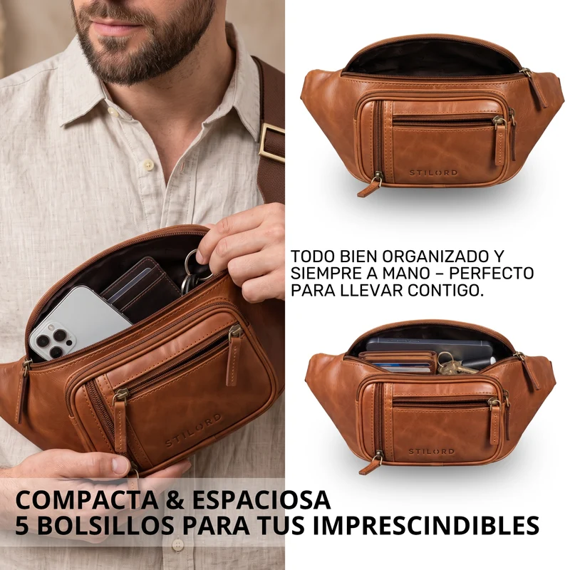 "Greg" Bauchtasche / Gürteltasche Echtes Leder für Damen Herren Groß