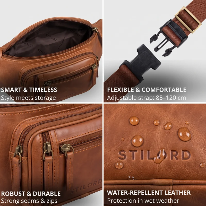 "Greg" Bauchtasche / Gürteltasche Echtes Leder für Damen Herren Groß