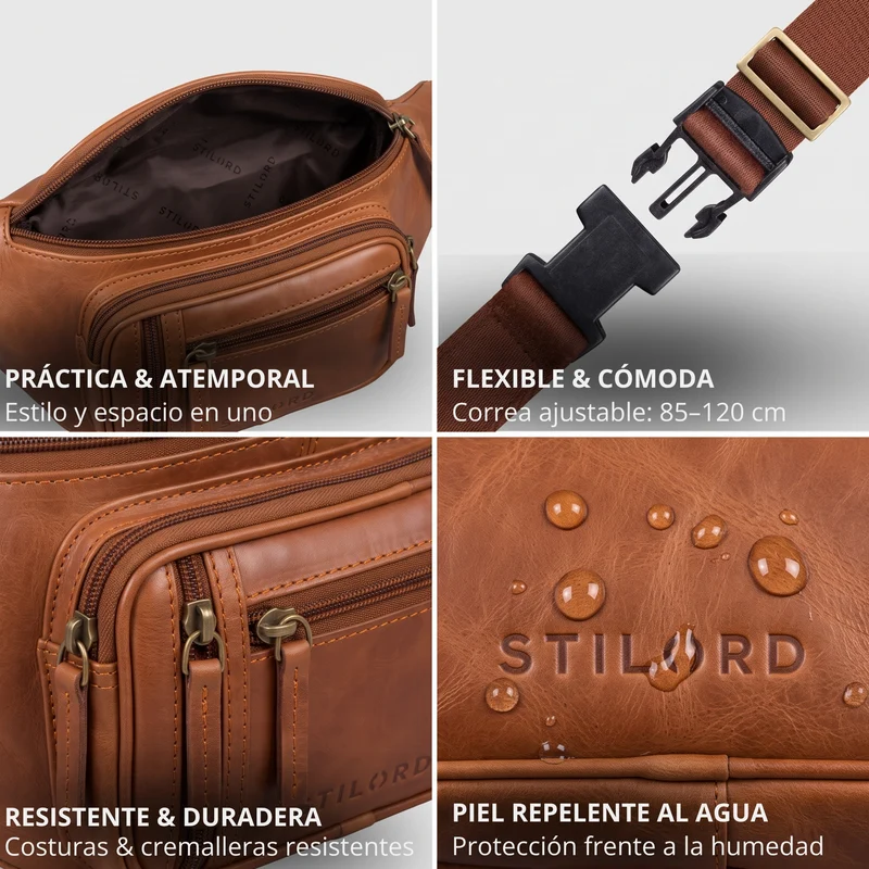"Greg" Bauchtasche / Gürteltasche Echtes Leder für Damen Herren Groß