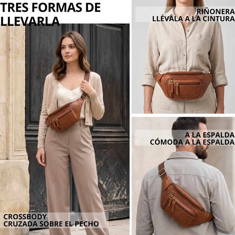 "Greg" Bauchtasche / Gürteltasche Echtes Leder für Damen Herren Groß