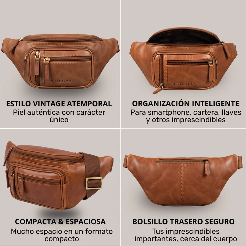 "Greg" Bauchtasche / Gürteltasche Echtes Leder für Damen Herren Groß