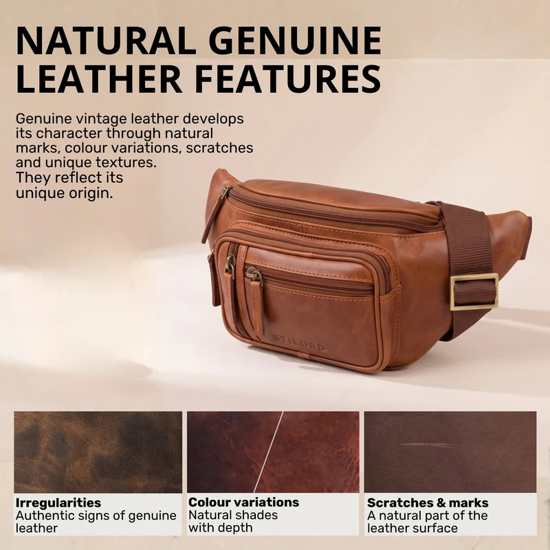 "Greg" Bauchtasche / Gürteltasche Echtes Leder für Damen Herren Groß
