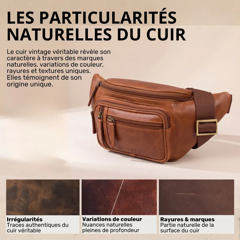 "Greg" Bauchtasche / Gürteltasche Echtes Leder für Damen Herren Groß