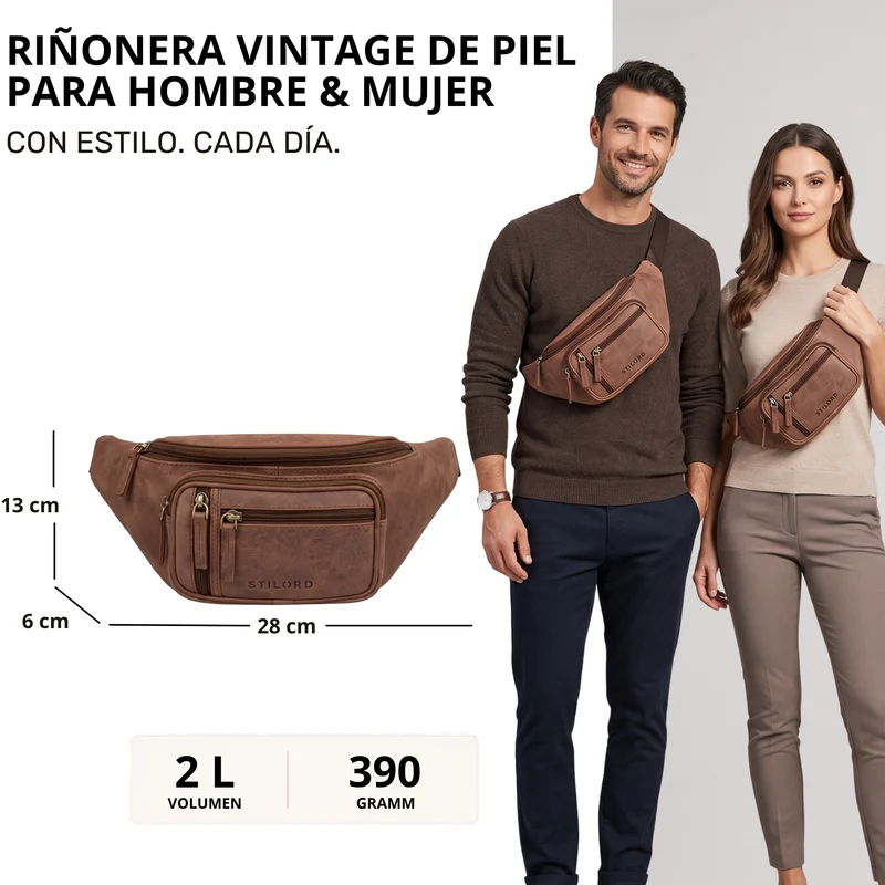 "Greg" Bauchtasche / Gürteltasche Echtes Leder für Damen Herren Groß