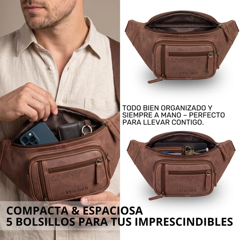"Greg" Bauchtasche / Gürteltasche Echtes Leder für Damen Herren Groß