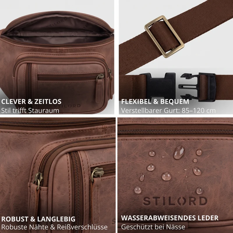 "Greg" Bauchtasche / Gürteltasche Echtes Leder für Damen Herren Groß