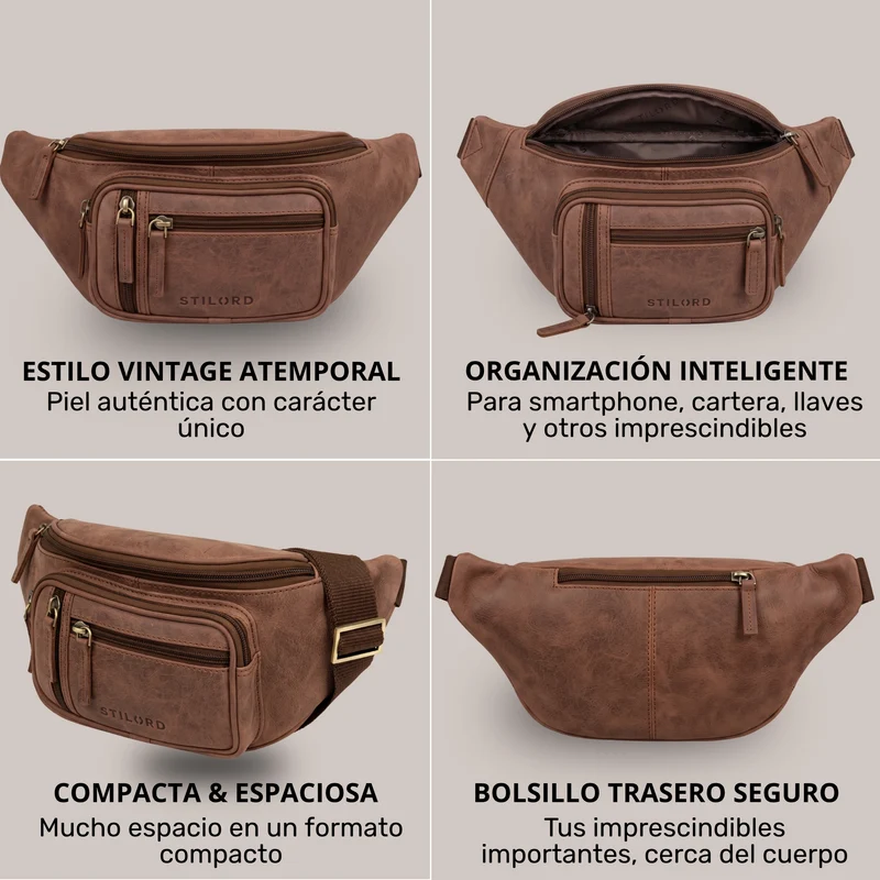 "Greg" Bauchtasche / Gürteltasche Echtes Leder für Damen Herren Groß