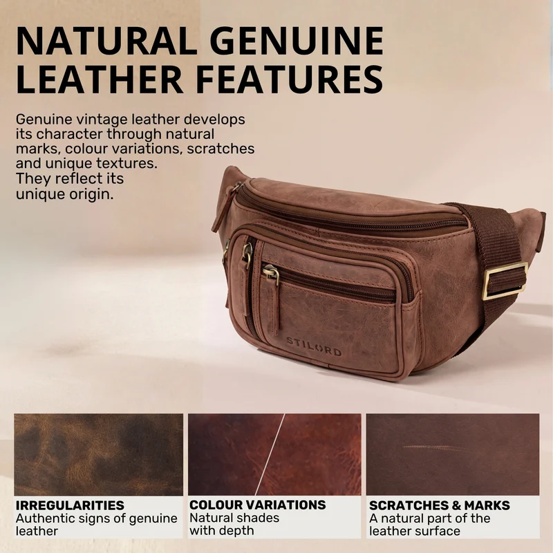 "Greg" Bauchtasche / Gürteltasche Echtes Leder für Damen Herren Groß