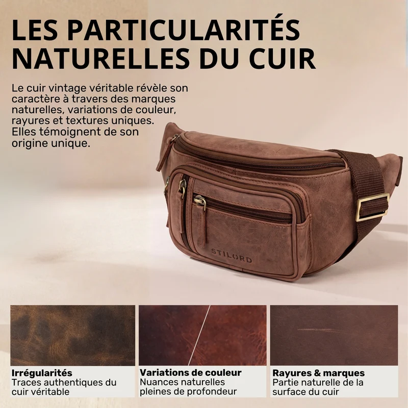 "Greg" Bauchtasche / Gürteltasche Echtes Leder für Damen Herren Groß