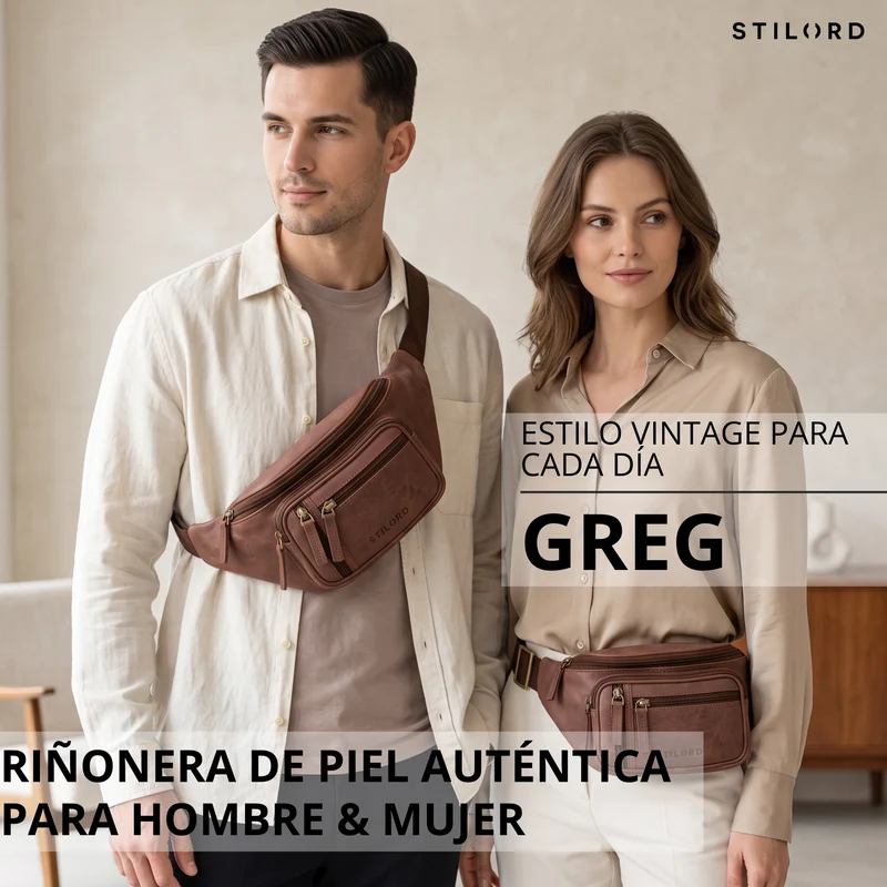 "Greg" Bauchtasche / Gürteltasche Echtes Leder für Damen Herren Groß