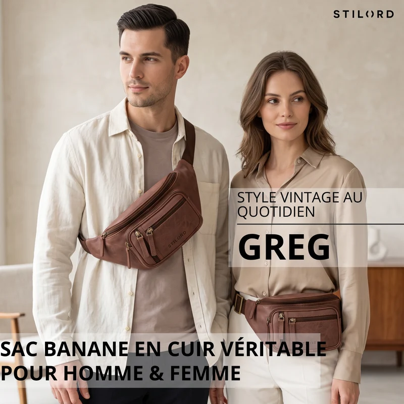 "Greg" Bauchtasche / Gürteltasche Echtes Leder für Damen Herren Groß