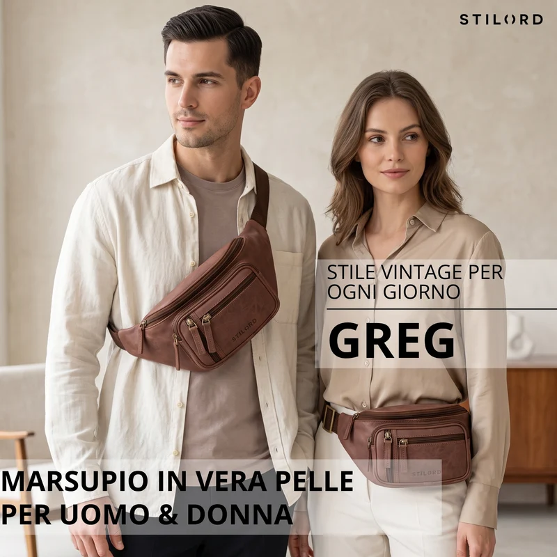 "Greg" Bauchtasche / Gürteltasche Echtes Leder für Damen Herren Groß