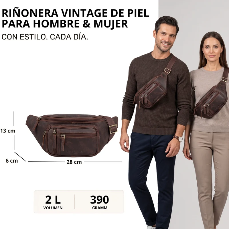 "Greg" Bauchtasche / Gürteltasche Echtes Leder für Damen Herren Groß