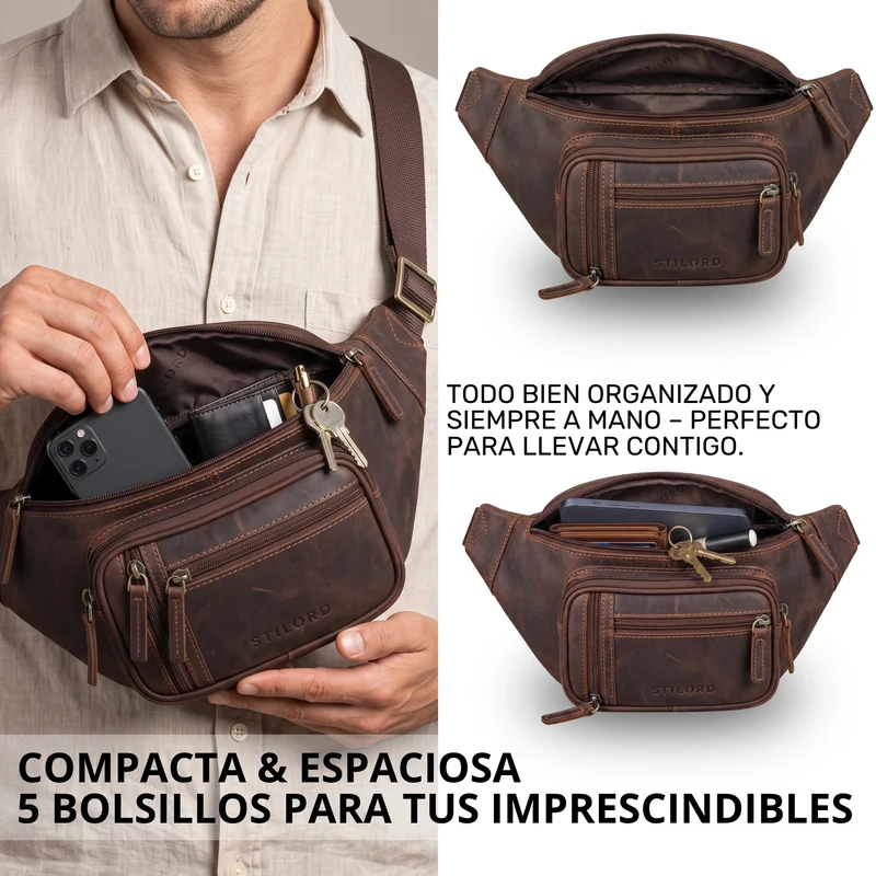 "Greg" Bauchtasche / Gürteltasche Echtes Leder für Damen Herren Groß