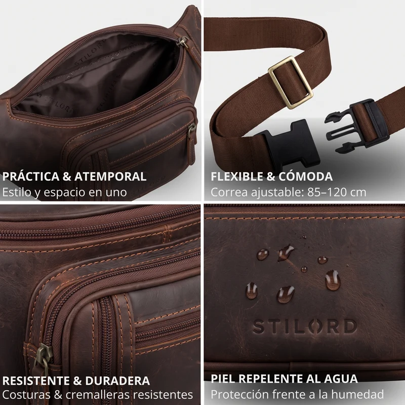 "Greg" Bauchtasche / Gürteltasche Echtes Leder für Damen Herren Groß