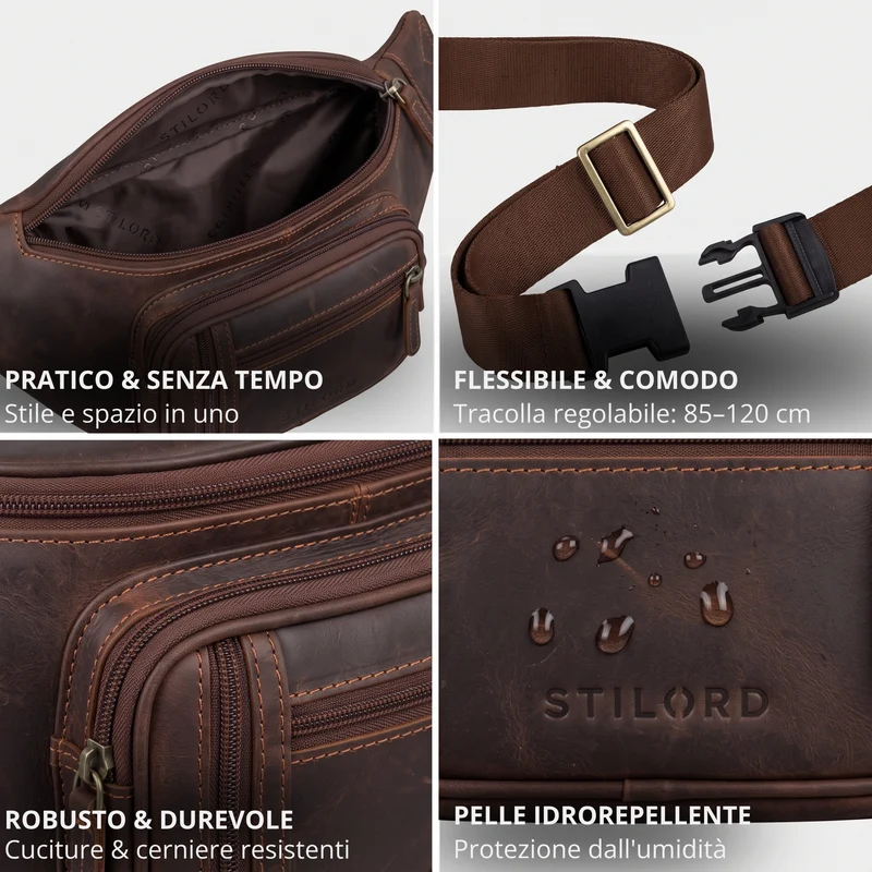 "Greg" Bauchtasche / Gürteltasche Echtes Leder für Damen Herren Groß