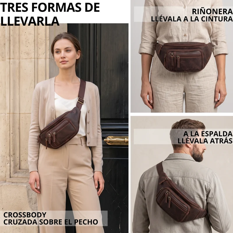 "Greg" Bauchtasche / Gürteltasche Echtes Leder für Damen Herren Groß