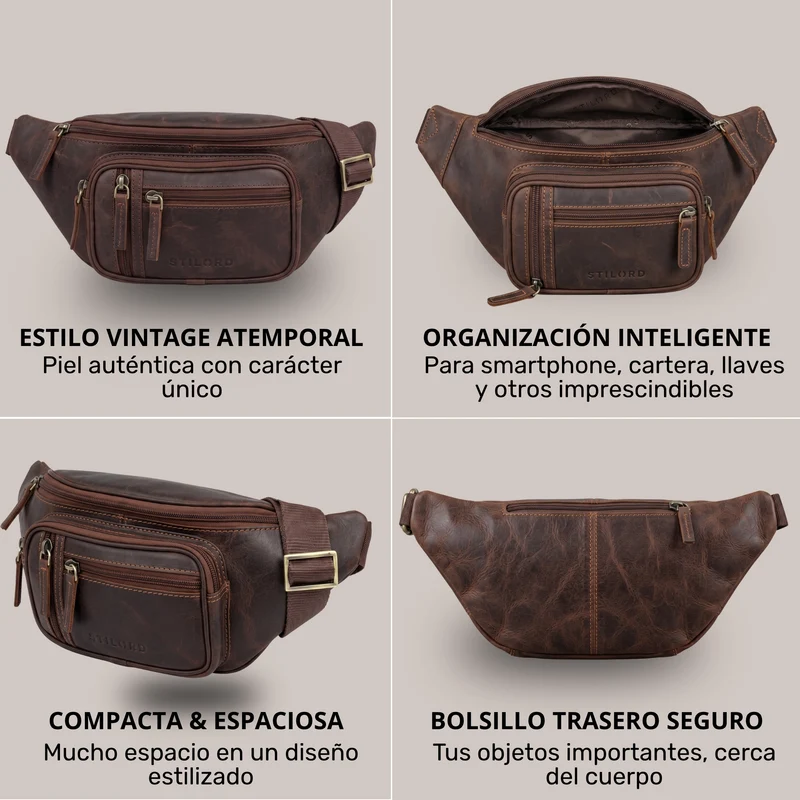 "Greg" Bauchtasche / Gürteltasche Echtes Leder für Damen Herren Groß