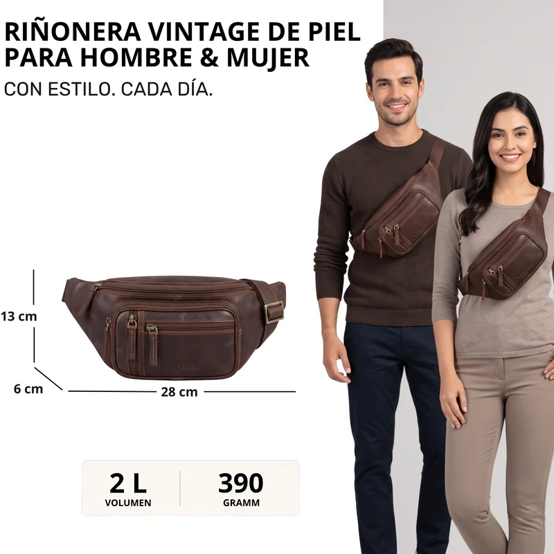 "Greg" Bauchtasche / Gürteltasche Echtes Leder für Damen Herren Groß