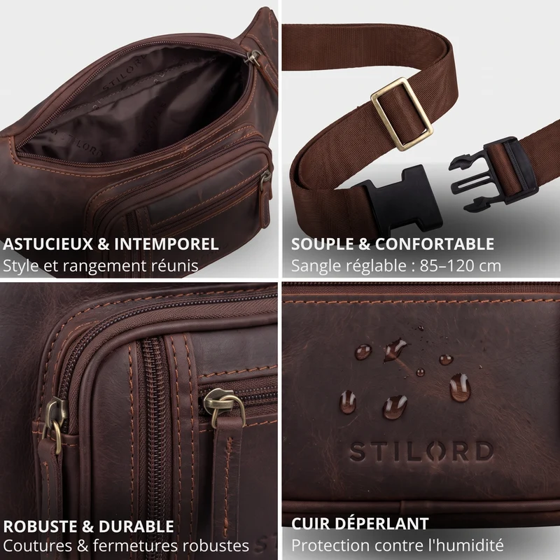 "Greg" Bauchtasche / Gürteltasche Echtes Leder für Damen Herren Groß
