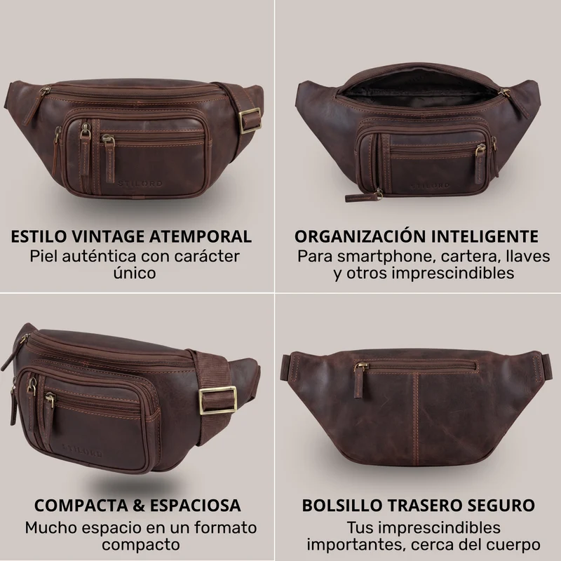 "Greg" Bauchtasche / Gürteltasche Echtes Leder für Damen Herren Groß