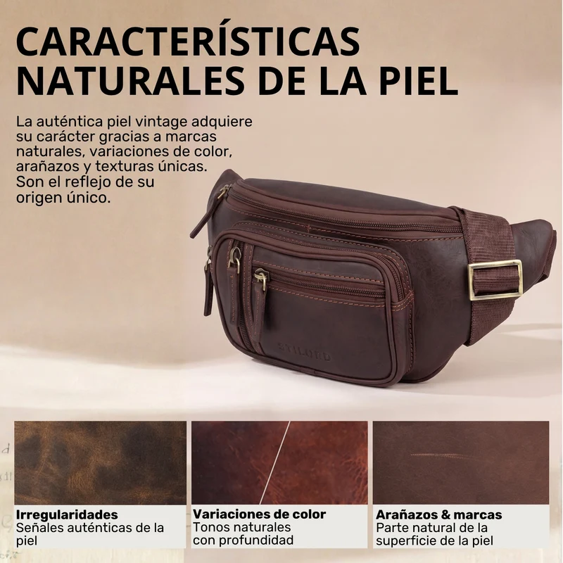 "Greg" Bauchtasche / Gürteltasche Echtes Leder für Damen Herren Groß