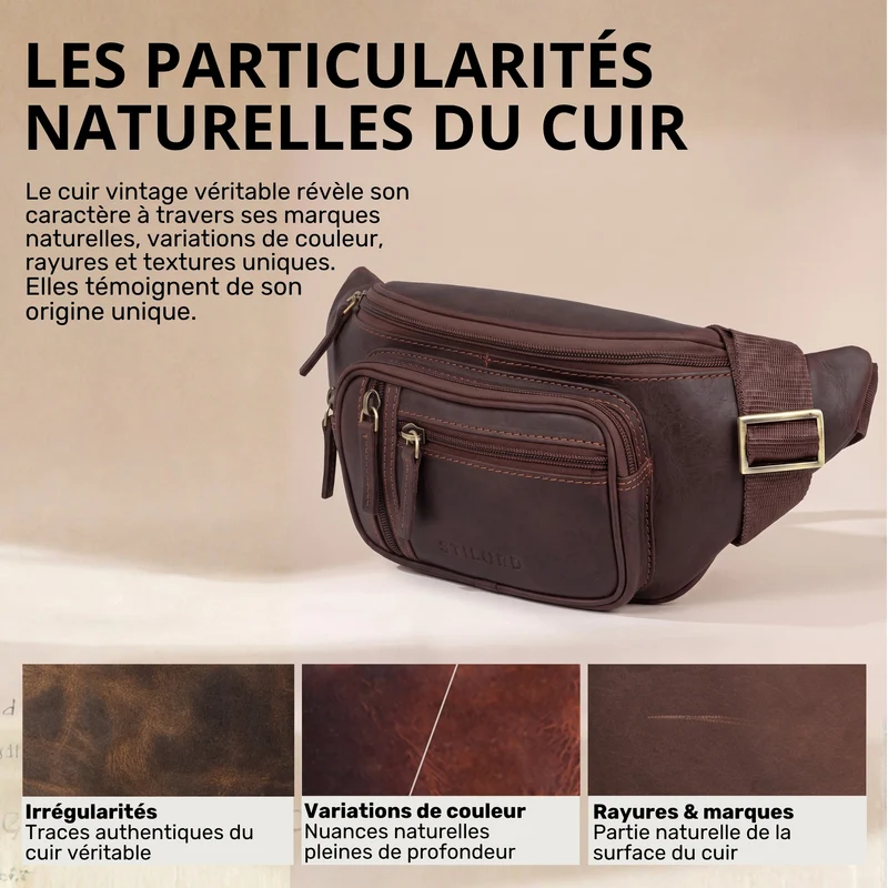 "Greg" Bauchtasche / Gürteltasche Echtes Leder für Damen Herren Groß