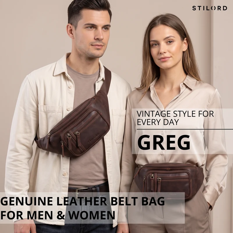 "Greg" Bauchtasche / Gürteltasche Echtes Leder für Damen Herren Groß