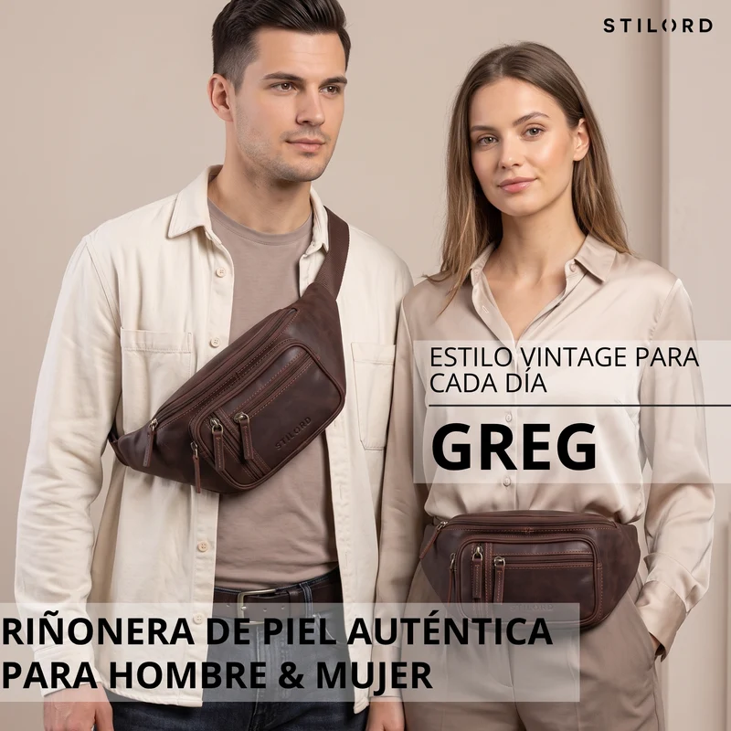 "Greg" Bauchtasche / Gürteltasche Echtes Leder für Damen Herren Groß