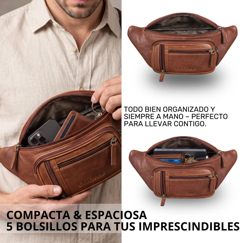 "Greg" Bauchtasche / Gürteltasche Echtes Leder für Damen Herren Groß
