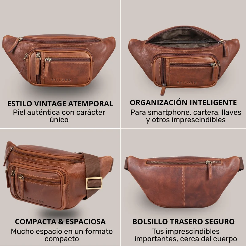 "Greg" Bauchtasche / Gürteltasche Echtes Leder für Damen Herren Groß